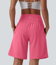 SoftlyZero™ Airy Super High Waisted 2-in-1 Cool Touch Yoga Shorts 9" with Pockets - Pink Lemonade