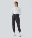 Mid Rise Zipper Pockets Corduroy Casual Joggers - Phantom