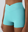 SoftlyZero™ High Waisted Crossover Plain Yoga Biker Shorts 3''-UPF50+ - Island Paradise