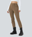 DayStretch High Waisted Zipper Pockets Solid Skinny Cargo Pants - Sepia