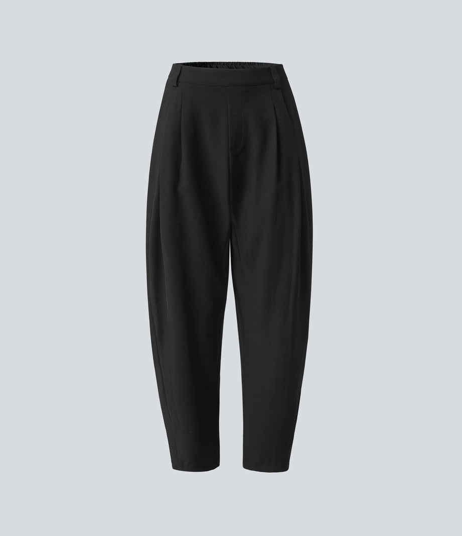 Mid Rise Pocket Barrel Leg Baggy Work Pants - Black