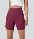Halara UltraSculpt™ High Waisted Tummy Control Pocket Shaping Training Biker Shorts 7'' - Red Plum