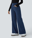 Halara Flex™ High Waisted Pockets Wide Leg Loose Work Jeans - Midnight Blue Denim
