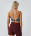 Double Straps Cropped Yoga Tank Top - Electric Blue