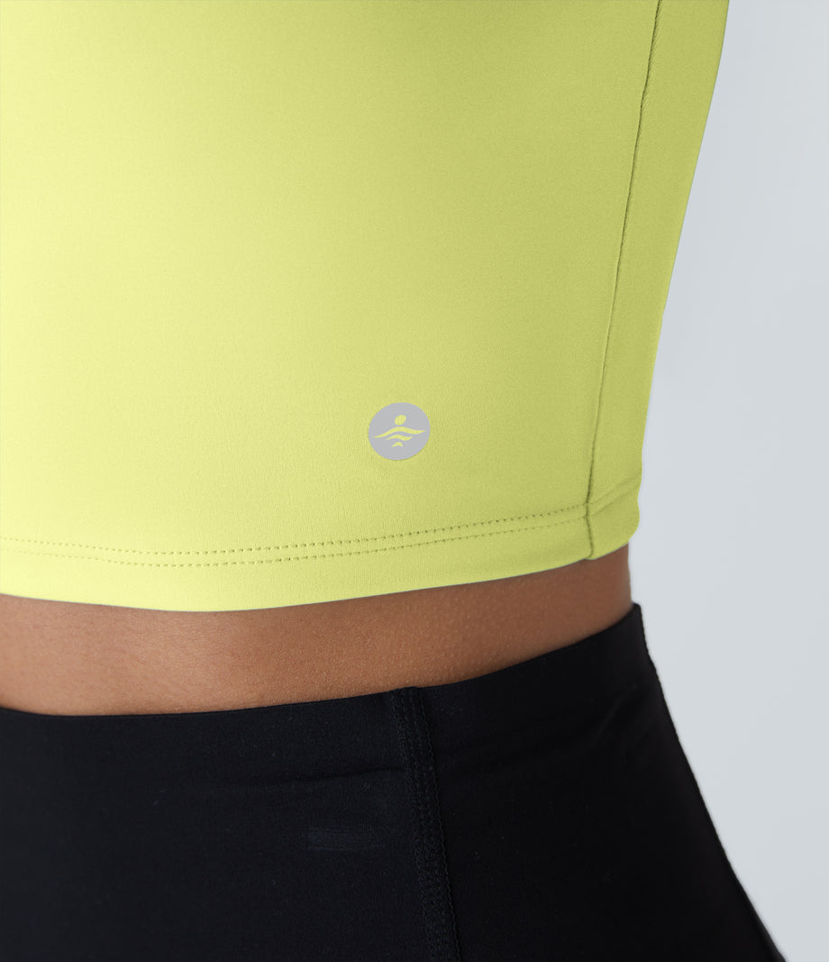 SoftlyZero™ Airy Square Neck Backless Crisscross Cropped Cool Touch Yoga Tank Top-UPF50+ - Mandarin Yellow