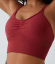OneForm Seamless Flow Low Support Ruched Double Straps Sports Bra A-D Cups - American Beauty