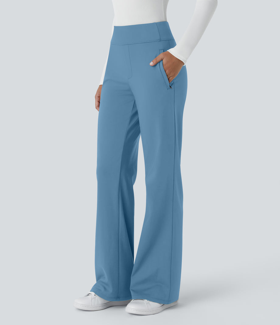 Halara Flex™ DayStretch Mid Rise Side Zipper Pocket Work Flare Pants - Light Azure