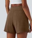 DayStretch High Waisted Work Baggy Shorts 4'' with Pockets - Bison