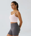 Basic Padded Workout Cropped Low Support Tank Top A-D Cups - Primrose Pink