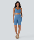 Halara UltraSculpt™ High Waisted Tummy Control Pocket Shaping Training Biker Shorts 9'' - Pacific Coast