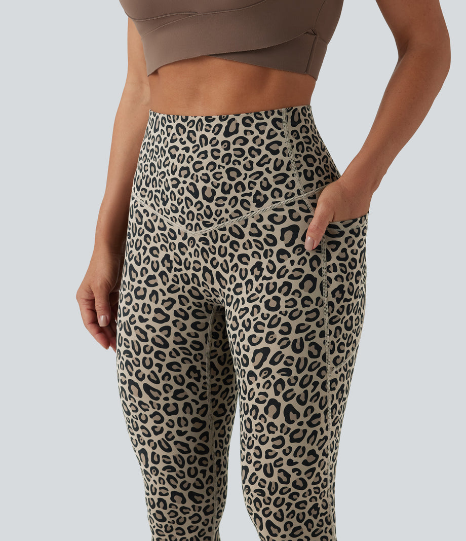 Halara UltraSculpt™ Leopard Print High Waisted Tummy Control Yoga Leggings with Pockets - Desert Taupe Leopard