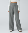 High Waisted Pocket Straight Leg Baggy Mop Corduroy Casual Pants - Monument