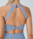 Backless Twisted Active Dress - Light Grey Blue