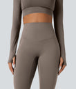 Halara Ultrasculpt™ Heat High Waisted Tummy Control Crossover Back Fleece Running Leggings with Pockets - Walnut