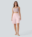 SoftlyZero™ Airy High Waisted Pockets Cool Touch Yoga Bermuda Shorts - Primrose Pink