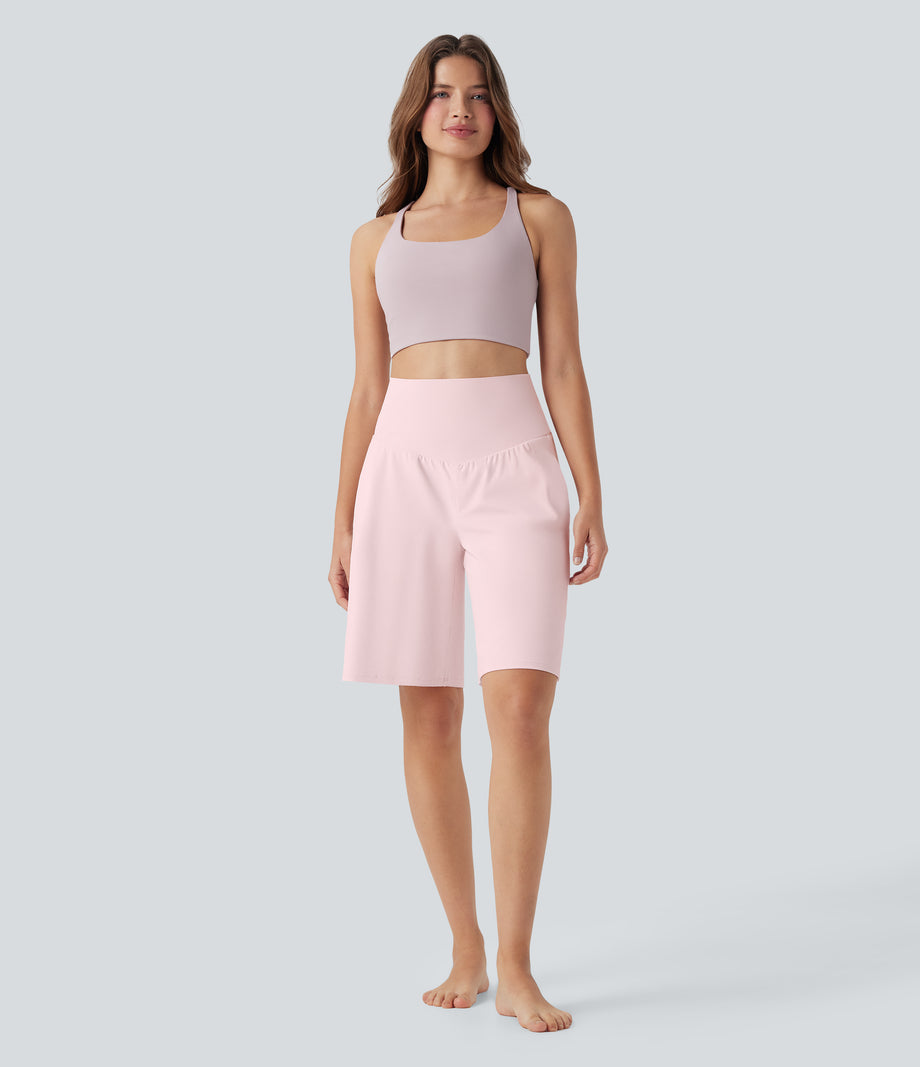 SoftlyZero™ Airy High Waisted Pockets Cool Touch Yoga Bermuda Shorts - Primrose Pink