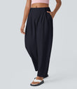Mid Rise Pocket Barrel Leg Baggy Work Pants - Night Sky