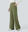 Halara Flex™ High Waisted Body Sculpt Waist-Slimming Pocket Wide Leg Micro Waffle Work Pants - Mosstone