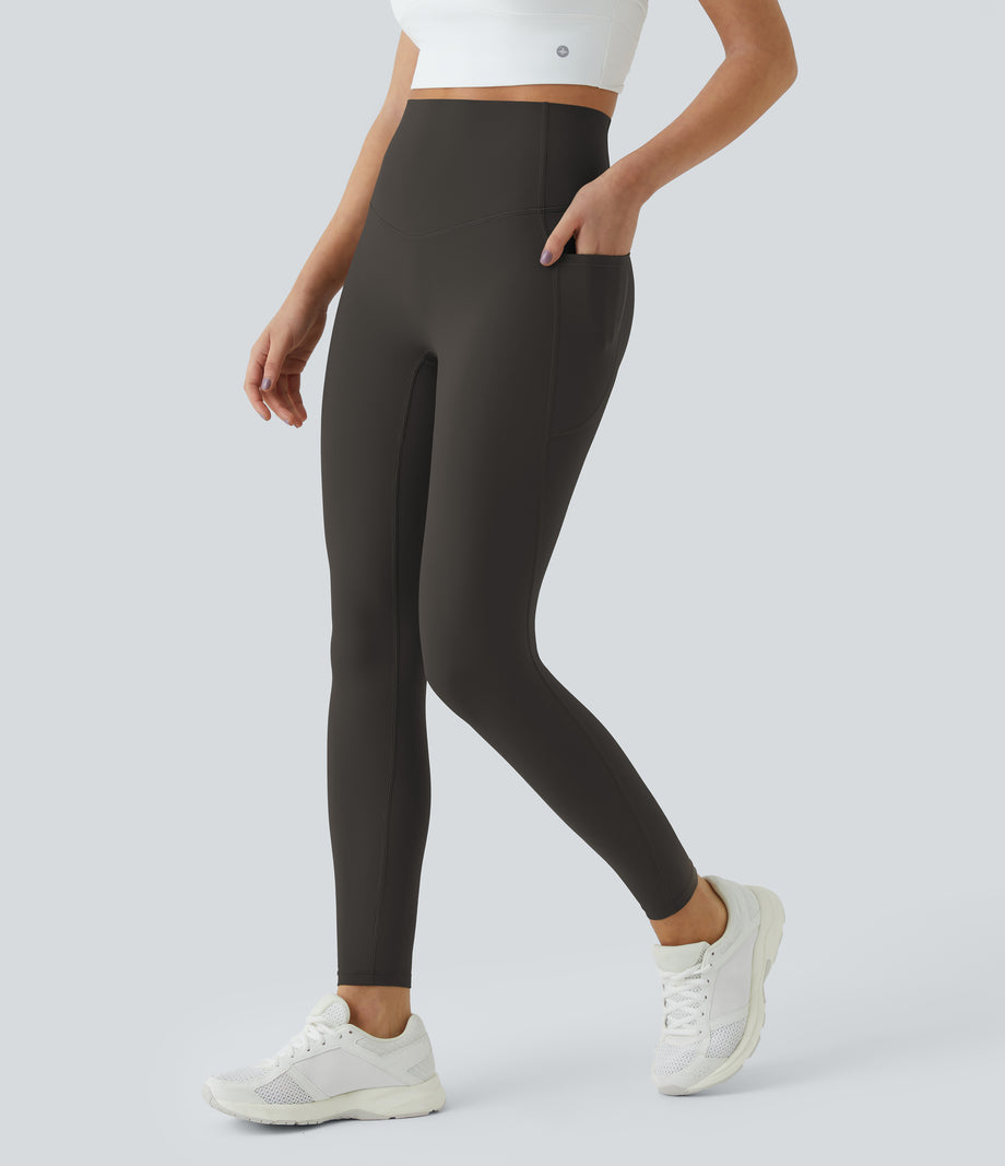 Halara UltraSculpt™ High Waisted Tummy Control Pocket Shaping Training Leggings - Hazelnut Black