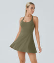 Backless Twisted Active Dress - Withered Green