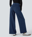 Halara Flex™ High Waisted Pockets Wide Leg Loose Work Jeans - Midnight Blue Denim