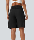 SoftlyZero™ Airy High Waisted Pockets Cool Touch Yoga Bermuda Shorts - Black