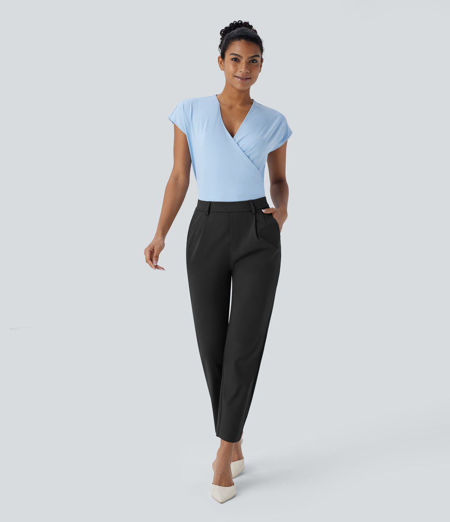 Halara Flex™ DayStretch High Waisted Pocket Ankle Length Tapered Work Pants - Black