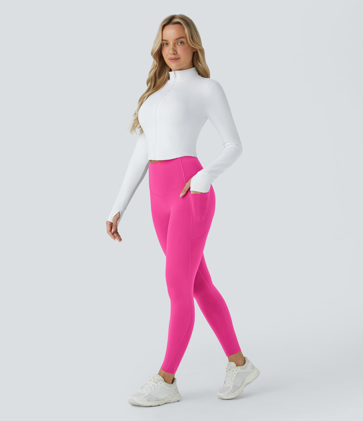 Halara UltraSculpt™ High Waisted Butt Lifting Tummy Control Pocket Shaping Workout Leggings - Pink Power
