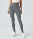 DayStretch High Waisted Cargo Pocket Skinny Yoga Leggings - Brick Gray