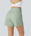 SoftlyZero™ Airy Super High Waisted 2-in-1  Cool Touch Yoga Shorts 5'' with Pockets-Longer Length - Light Bean Green