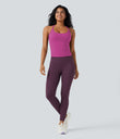 Scoop Neck Crisscross Back Crossover Hem Yoga Cami Top - Rose Violet