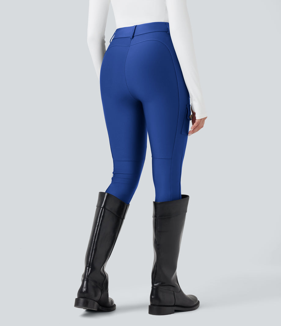 High Waisted Sheen 7/8 Leggings with Pockets - Beaucoup Blue