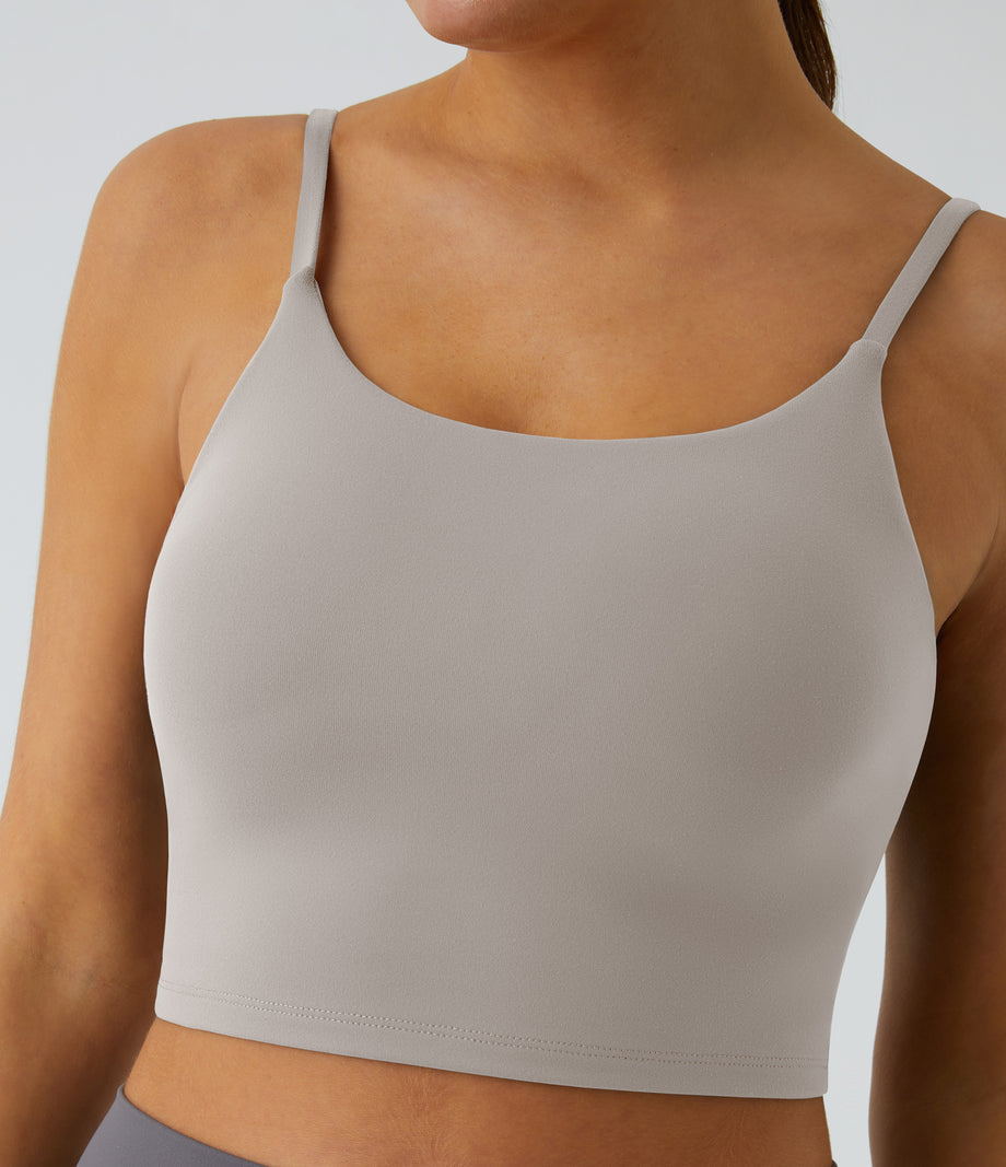 Basic Padded Workout Cropped Low Support Tank Top A-D Cups - Dove
