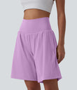 SoftlyZero™ Airy Super High Waisted 2-in-1 Cool Touch Yoga Shorts 9" with Pockets - Orchid Bouquet