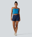 Halara Flex™ High Waisted Crossover Pocket Denim Casual Shorts 3" - Midnight Blue Denim