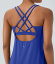 SoftlyZero™ Plush Cut Out Pocket 2-Piece Mini Yoga Active Dress - Lotus Blue