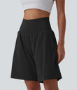 SoftlyZero™ Airy Super High Waisted 2-in-1 Cool Touch Yoga Shorts 9" with Pockets - Black