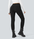 DayStretch High Waisted Zipper Pockets Solid Skinny Cargo Pants - Black
