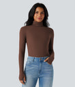 Halara HeatCore Turtleneck Long Sleeve Thumb Hole Casual Warming Top - Rocky Road