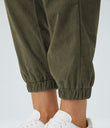 Mid Rise Zipper Pockets Corduroy Casual Joggers - Hazel Mist Green