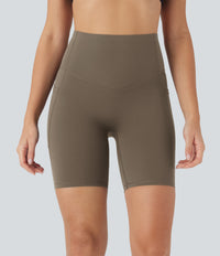 Halara UltraSculpt™ High Waisted Butt Lifting Tummy Control Pocket Shaping Training Biker Shorts 7'' - Dawn Brown