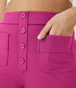 DayStretch High Waisted Pockets Straight Leg Casual Pants - Raspberry Rose