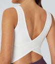 U Neck Crossover Barre Ballet Dance Tank Top A-D Cups - White
