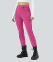 DayStretch High Waisted Zipper Pockets Solid Skinny Cargo Pants - Raspberry Rose