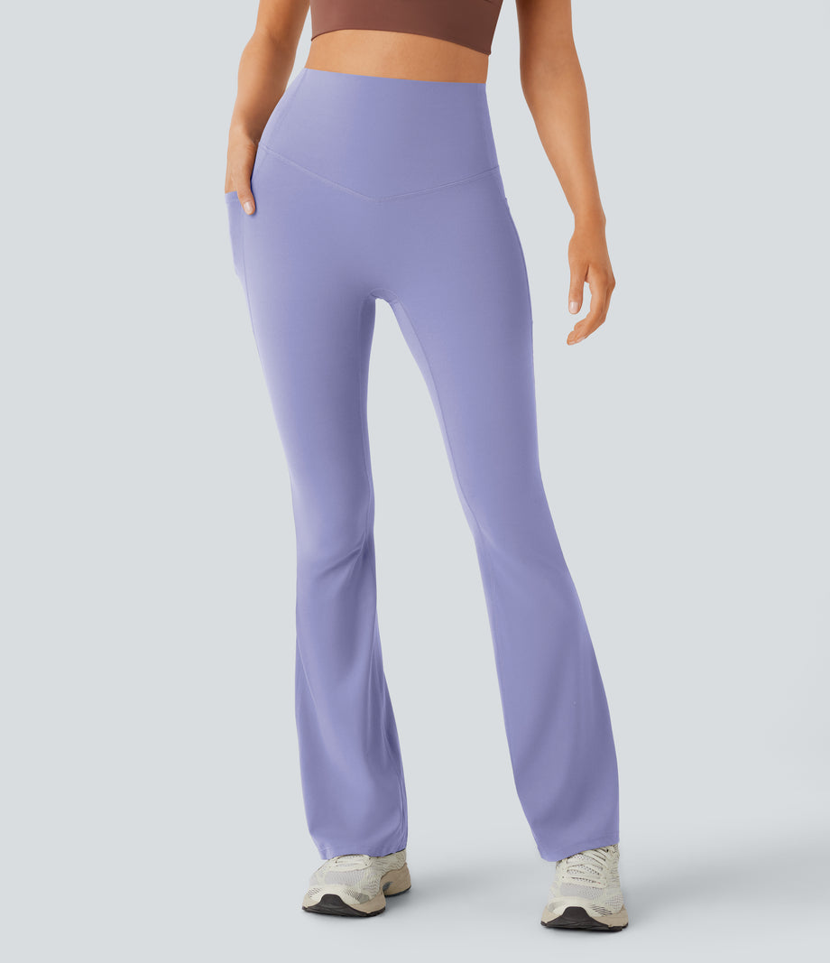 Halara UltraSculpt™ High Waisted Tummy Control Pocket Shaping Yoga Bootcut Leggings - Baby Lavender