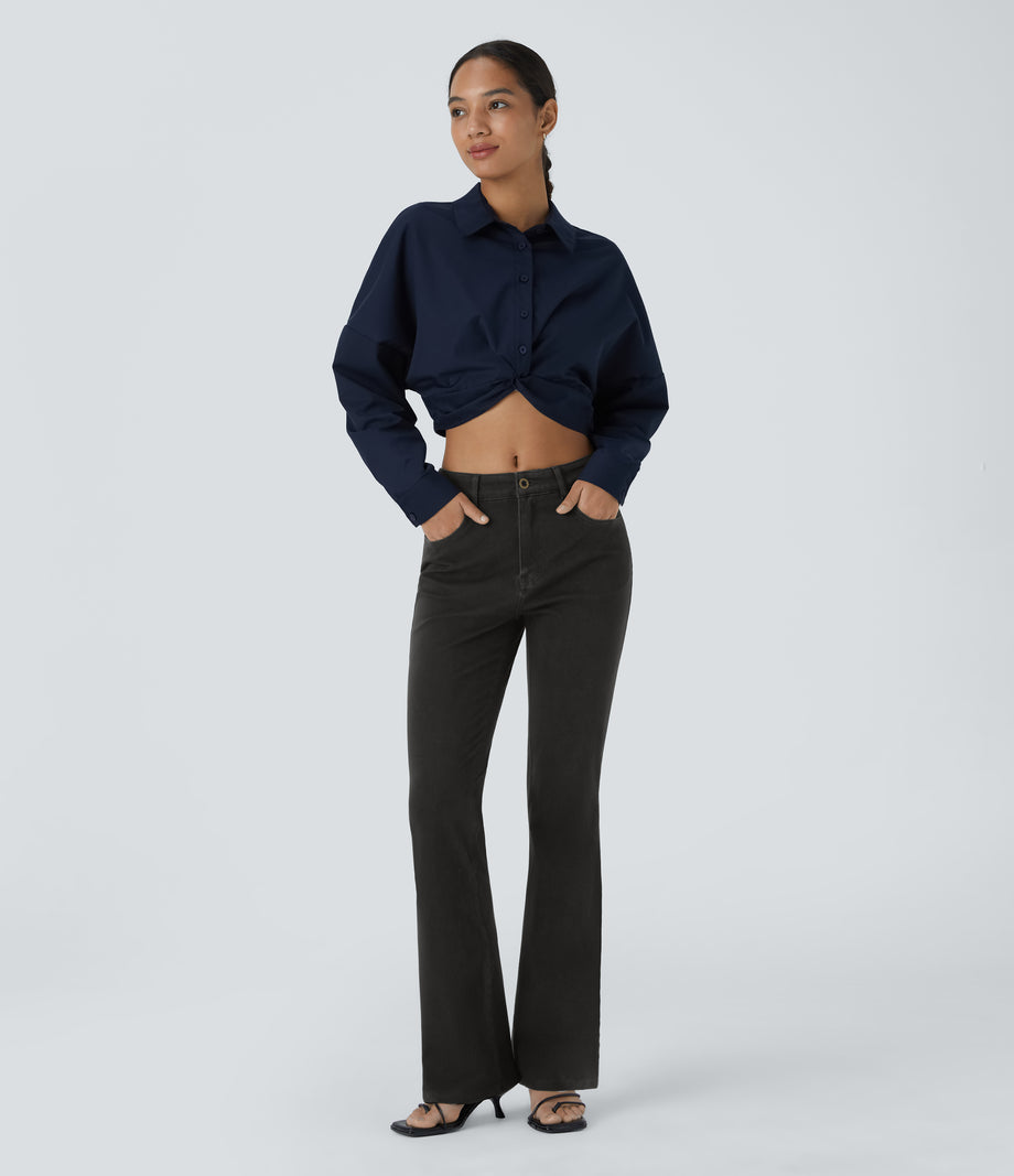 Halara Flex™ Mid Rise Pockets Casual Bootcut Jeans - Black Denim