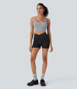 Halara Flex™ High Waisted Crossover Pocket Denim Casual Shorts 3" - Black Denim