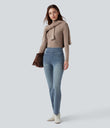 Halara Flex™ High Waisted Pockets Washed Casual Bootcut Jeans - Sunset Blue Denim