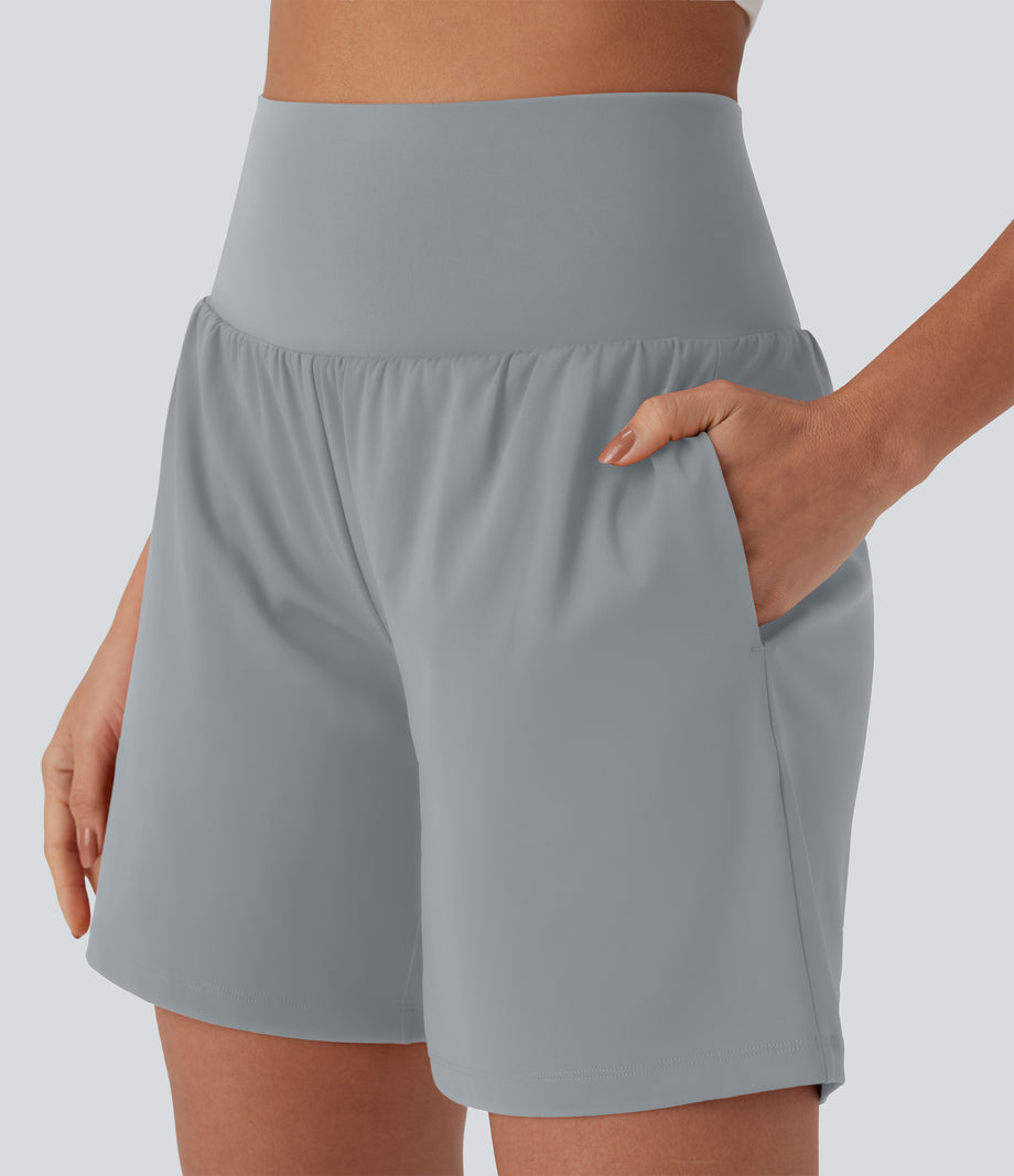 SoftlyZero™ Airy Super High Waisted 2-in-1 Cool Touch Yoga Shorts 7" with Pockets - Quarry