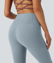 Halara UltraSculpt™ High Waisted Tummy Control Pocket Shaping Yoga Bootcut Leggings - Blue Flower Gray